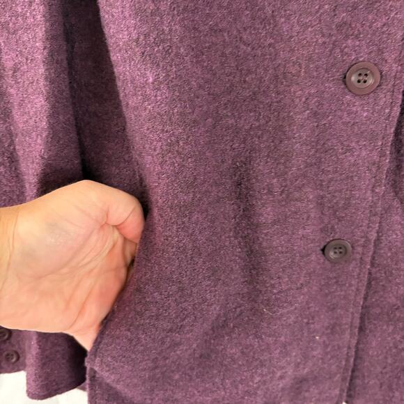 Eileen Fisher Purple Merino Wool Cardigan Sweater Large - Picture 5 of 7